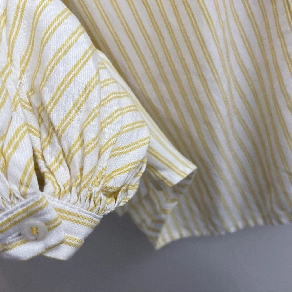 Anthropologie Maeve Off the Shoulder Top Yellow Festival Puff Sleeves Coastal